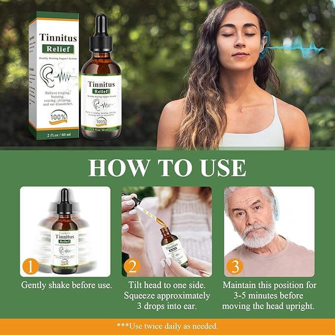 Tinnitus Relief Drops-Ringing,Buzzing & Ear Discomfort–Natural Ear Oil – 60ml (Pack Of 2)