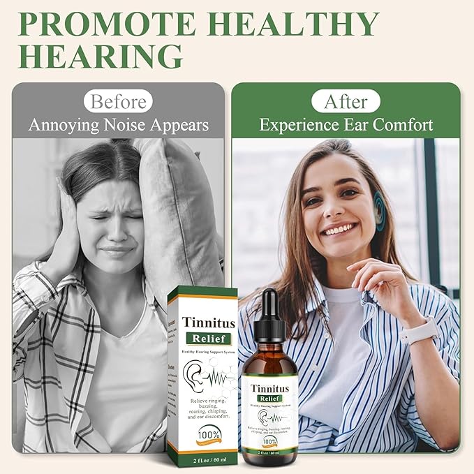 Tinnitus Relief Drops-Ringing,Buzzing & Ear Discomfort–Natural Ear Oil – 60ml ( Buy 1 Get 2 Free )