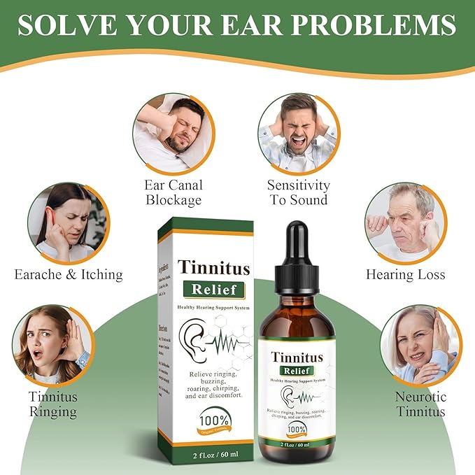 Tinnitus Relief Drops-Ringing,Buzzing & Ear Discomfort–Natural Ear Oil – 60ml (Pack Of 2)