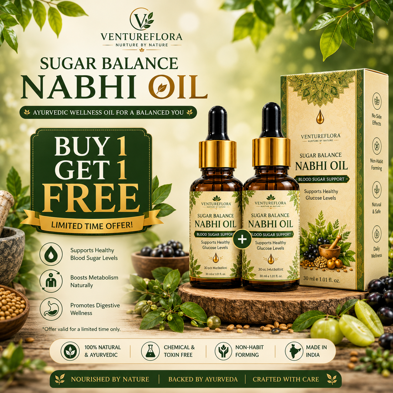 Sugar Balance Nabhi Oil ( Buy 1 Get 1 Free )