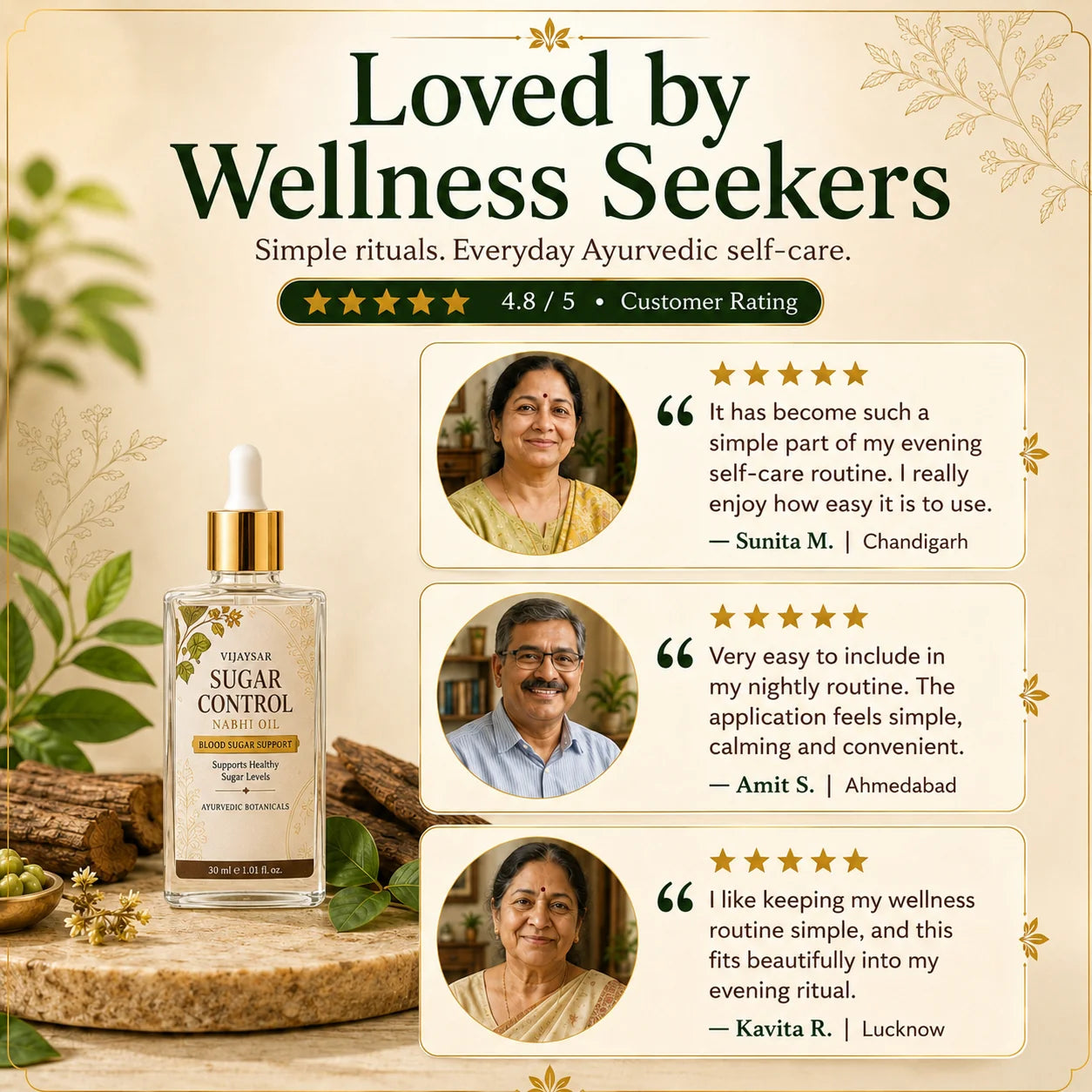 Vijaysar Natural Blood Sugar Management Nabhi Oil ( Buy 1 Get 1 Free )